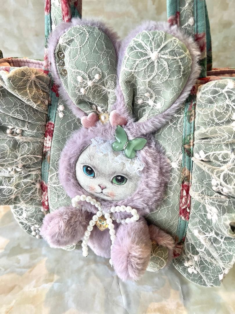 コヤンイサムチョン　アンティックローズ/ラメレース　ふんわりフリルバッグ