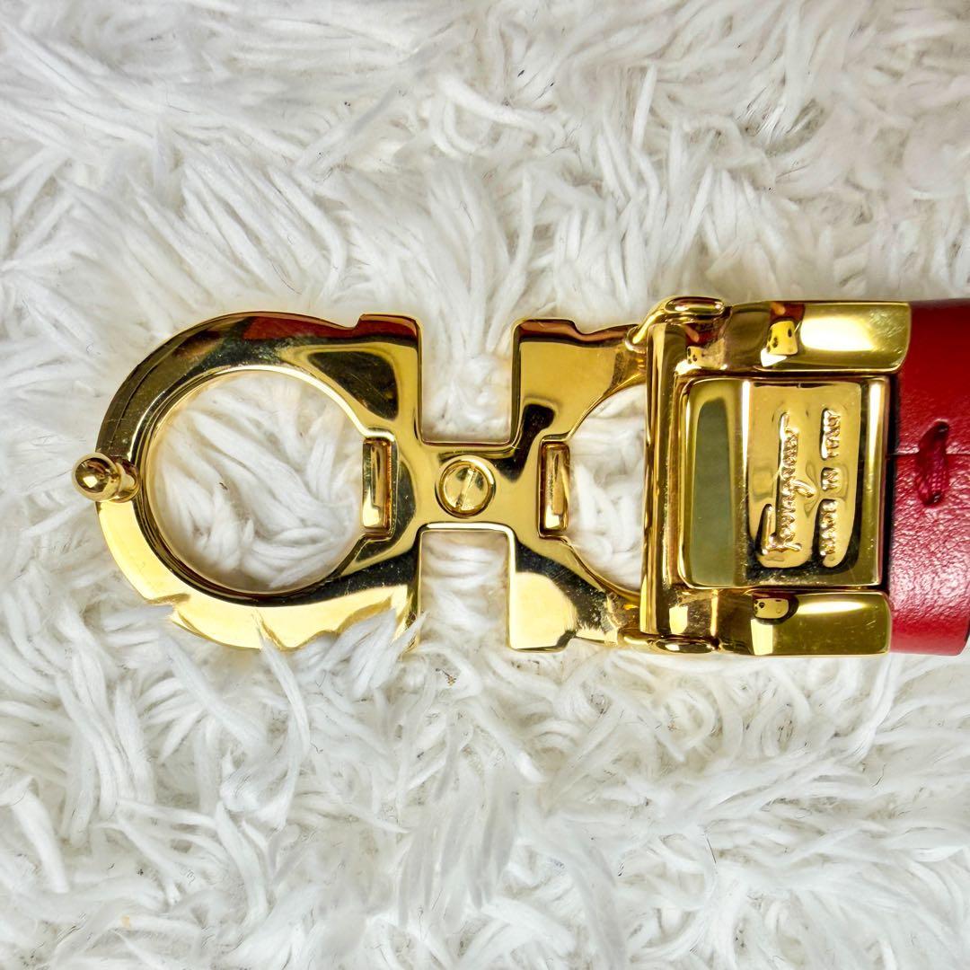 【美品&付属品あり】フェラガモ リバーシブルベルト ダブルガンチーニ 黒 赤