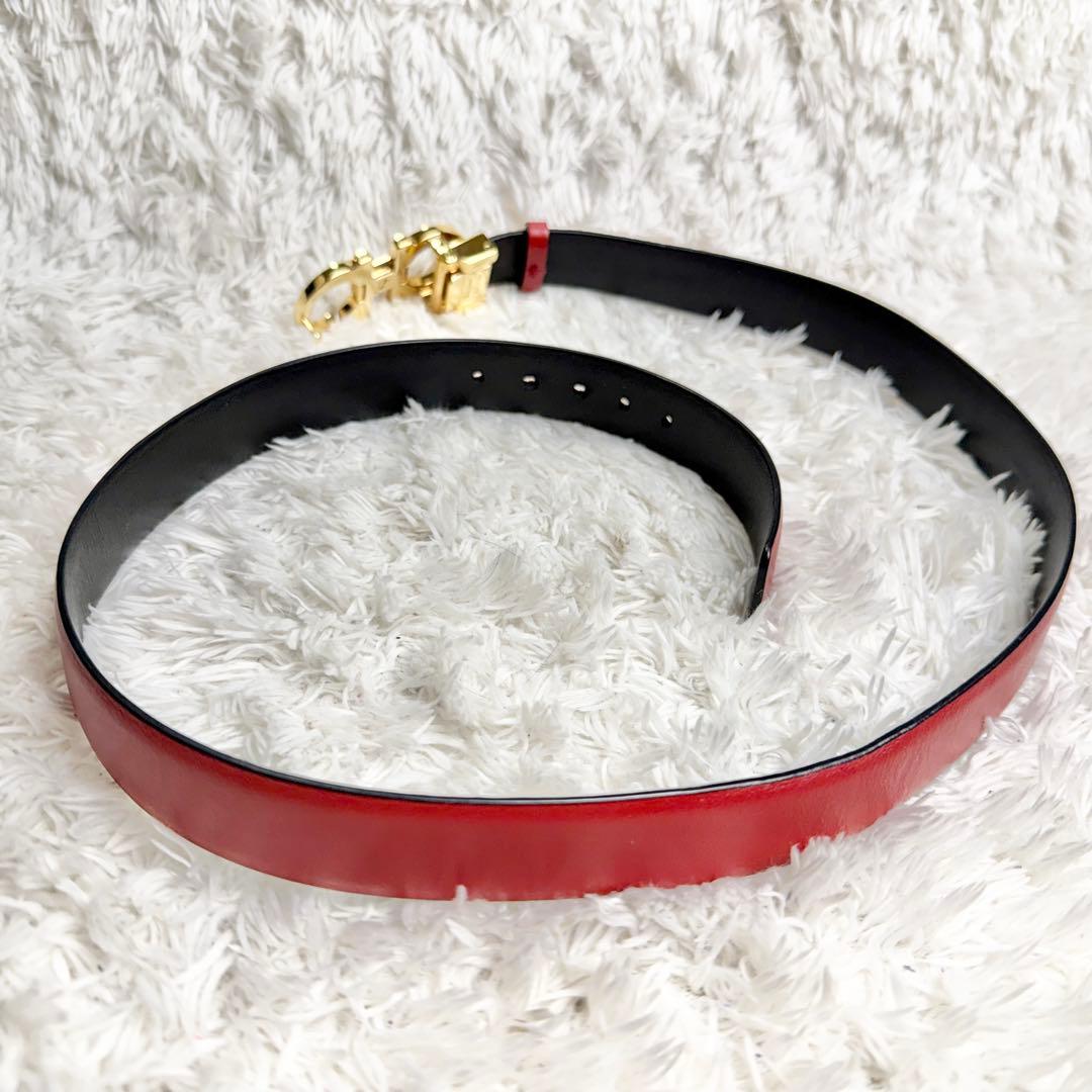 【美品&付属品あり】フェラガモ リバーシブルベルト ダブルガンチーニ 黒 赤