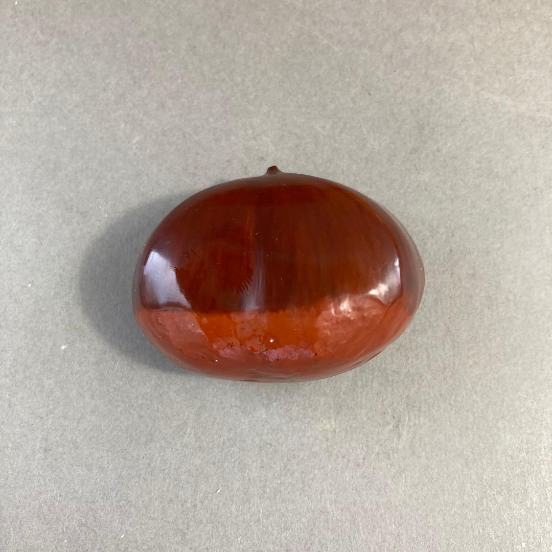 茶道具　乾漆　栗香合　畦地粒俵　造　内側全面金箔貼り　共箱　S73KG