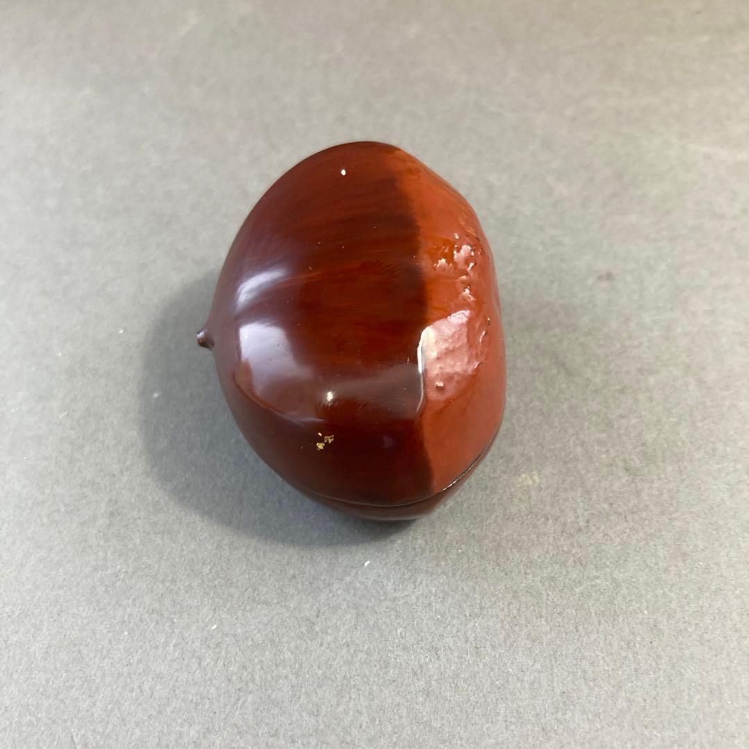 茶道具　乾漆　栗香合　畦地粒俵　造　内側全面金箔貼り　共箱　S73KG