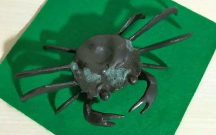 セール✨アンティーク　大きめ　蟹　古銅製　金属工芸品　運気上昇縁起置物