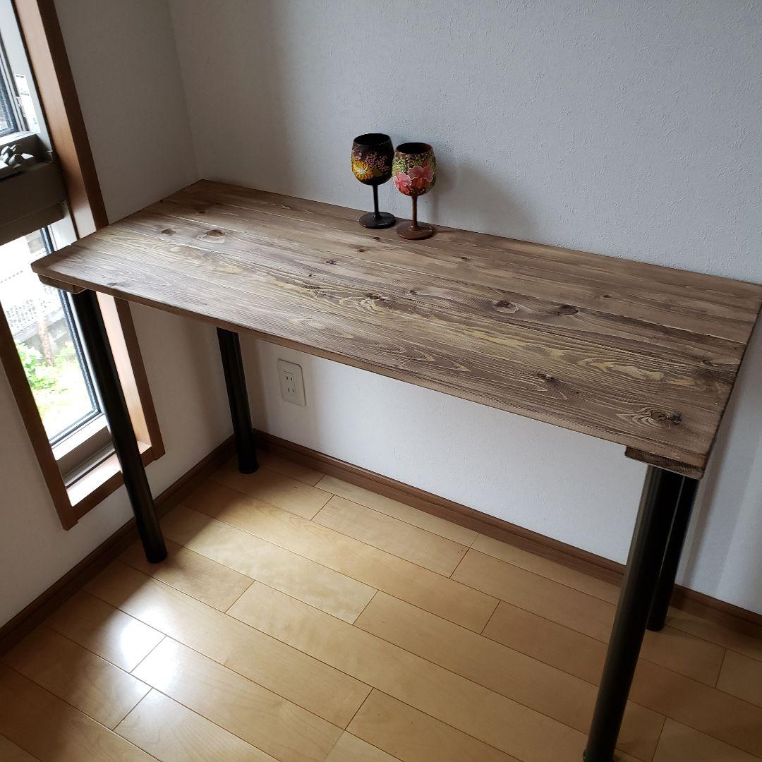 100✕53 カウンターテーブル　ウォールナット　無垢材　アイアン脚