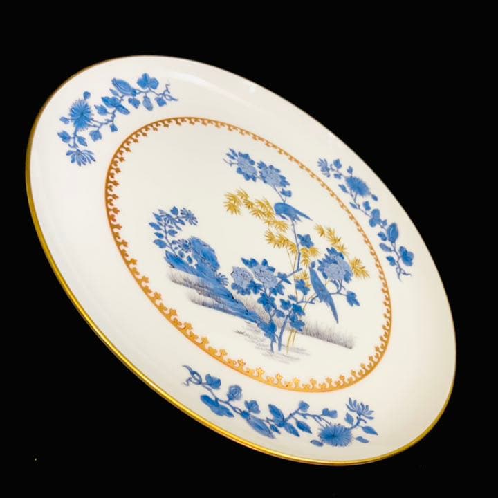 Meisseマイセン/極稀少1級品 化粧箱付「青い鳥と金の竹」28cm飾り皿