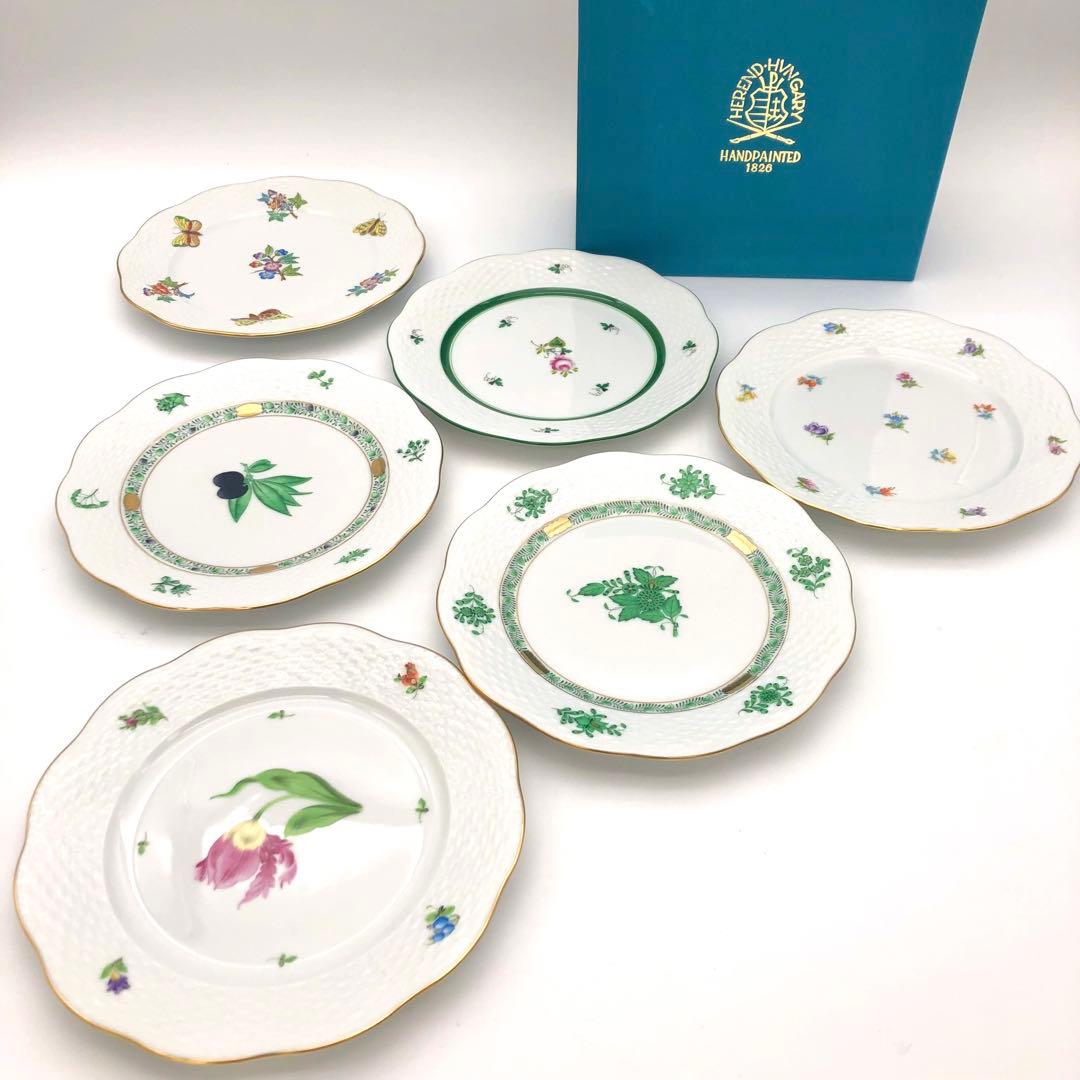 R【未使用品】HEREND ヘレンド 洋食器 ウィーンの薔薇　プレートセット
