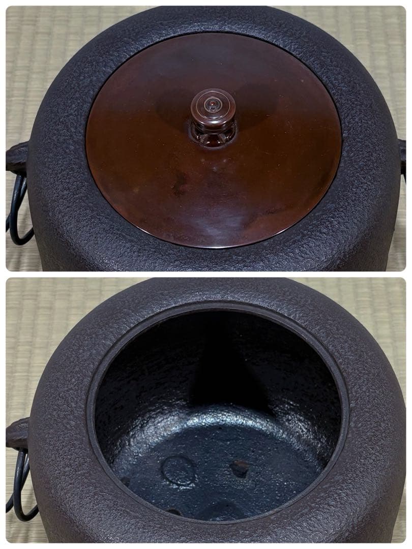 釜師　佐藤清光造　政所地紋　広口釜　美品　共箱　茶道具　送料込