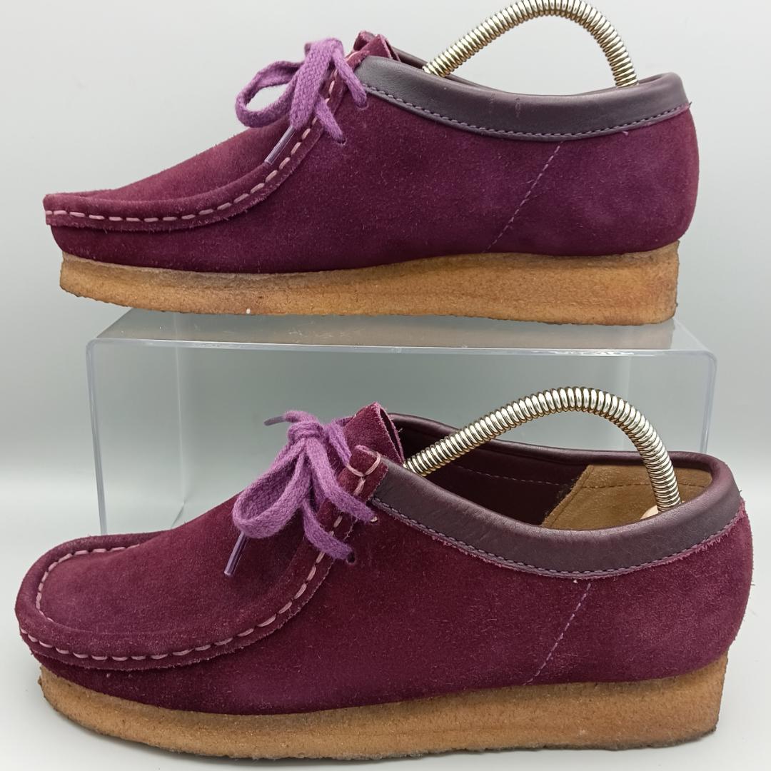 【美品】Clarks クラークス ワラビー スエード モカシン 紫 23.0㎝