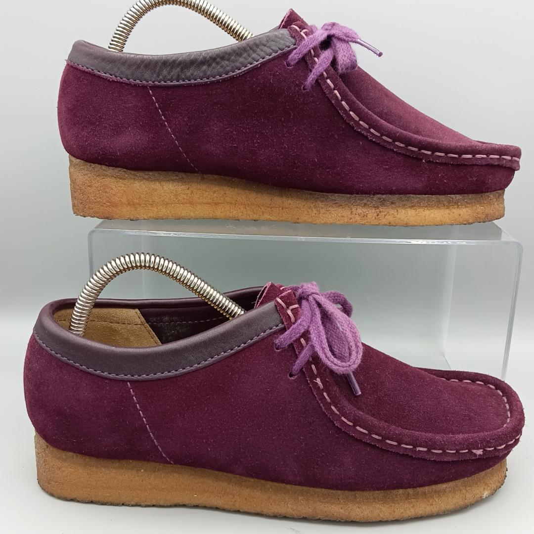 【美品】Clarks クラークス ワラビー スエード モカシン 紫 23.0㎝
