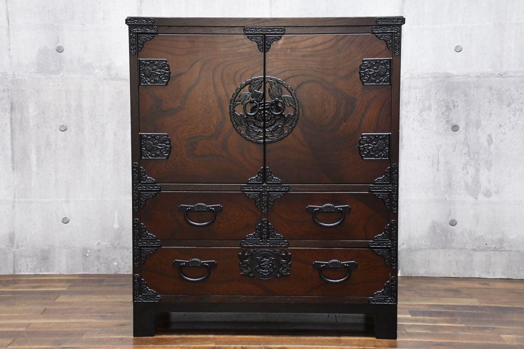 FAC61 青木産業 室町シリーズ 古代 75扉付 キャビネット ケヤキ/欅