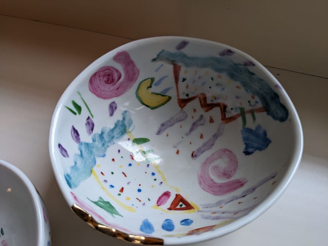 ポップなお茶碗　jun kawaguchi ボウル　３点　磁器