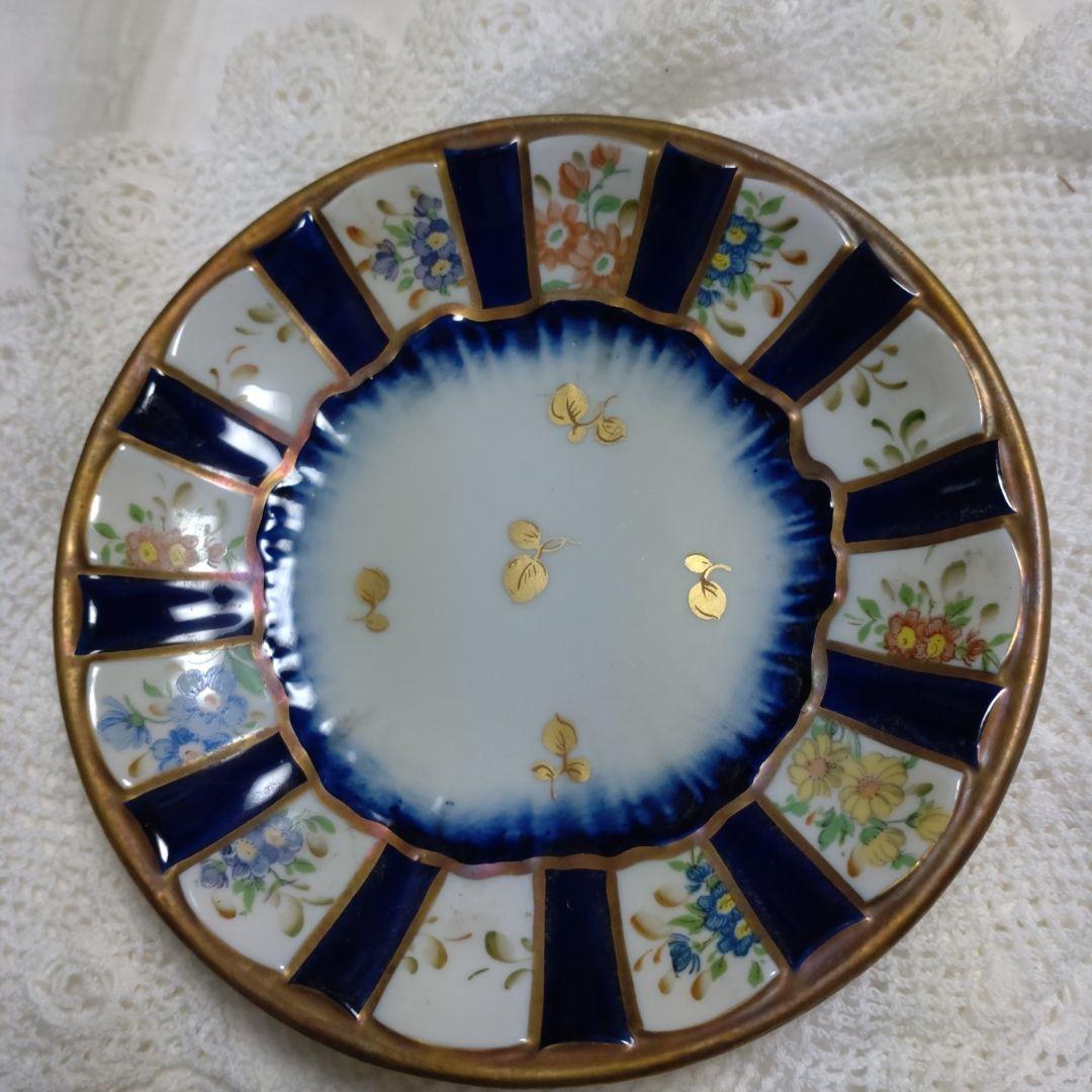 ビンテージイタリー製手描き花柄バタフライの取っ手装飾のシュガーポット