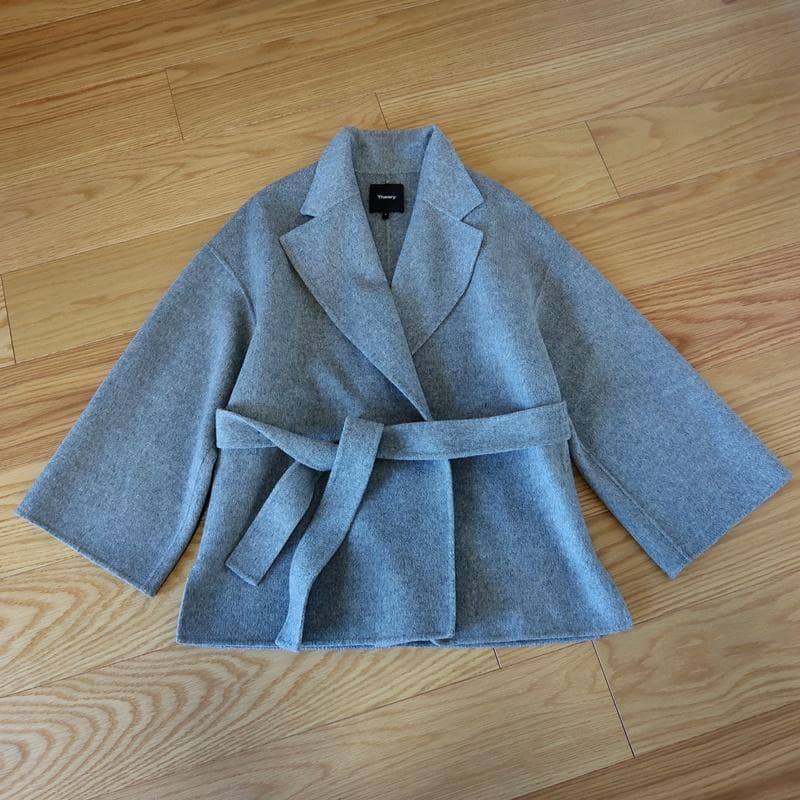 Theory ・カシミヤ混ベルト付きコート ウールコート■グレー■ S■ 7万