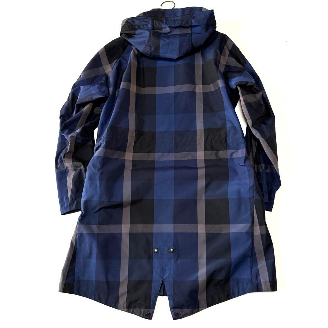美品 ブラックレーベルクレストブリッジ 撥水 モッズコート チェック フーデッド