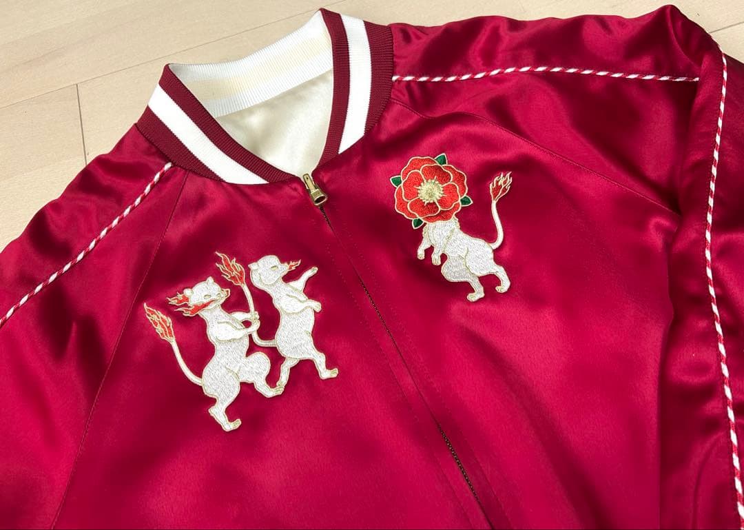 HOTELO スカジャン リバーシブル 赤 白 刺繍