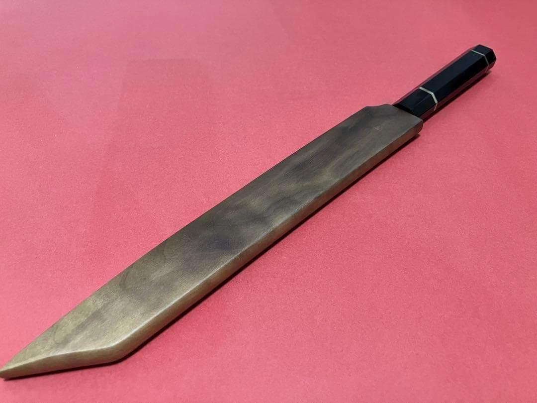 9寸切付け柳刃包丁黒檀黒水牛柄　VG10ダマスカス鋼【鞘付き】