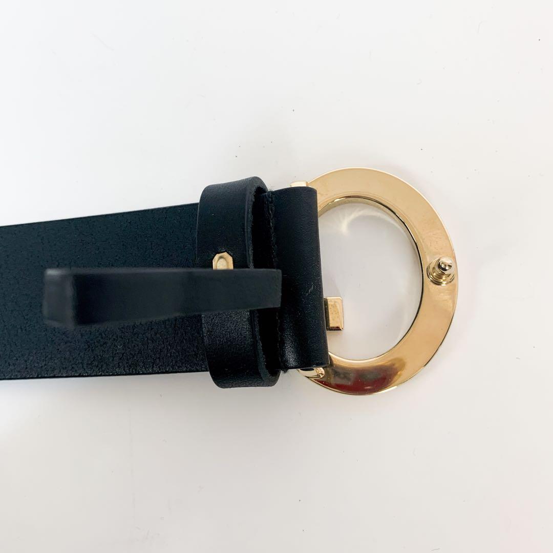 【美品】 グッチ ベルト Gバックル ゴールド 本革 レザー ブラック 黒
