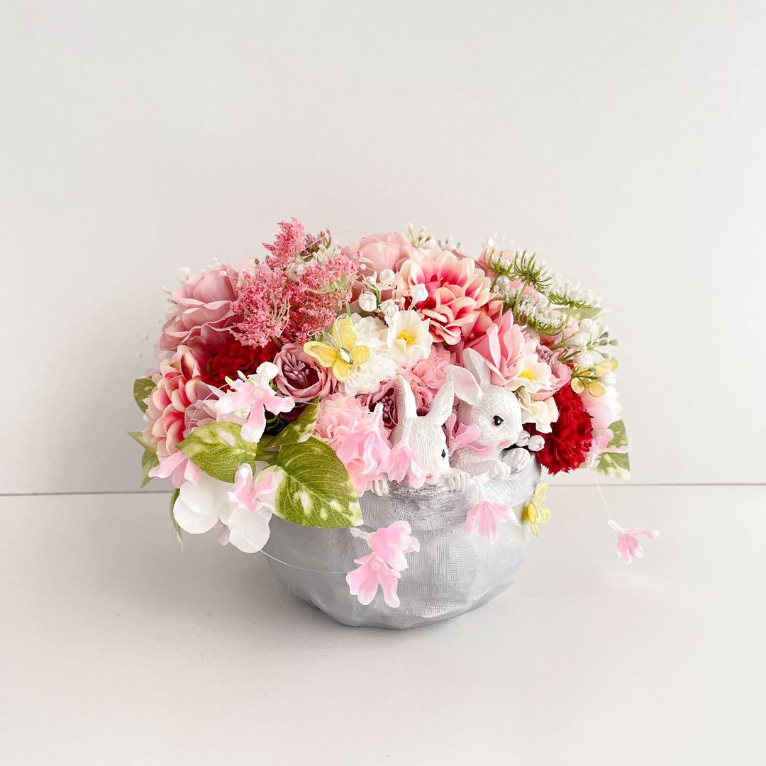 ひな祭り うさぎ のアレンジメント｜春のアニマルシリーズ・メルヘンイースター