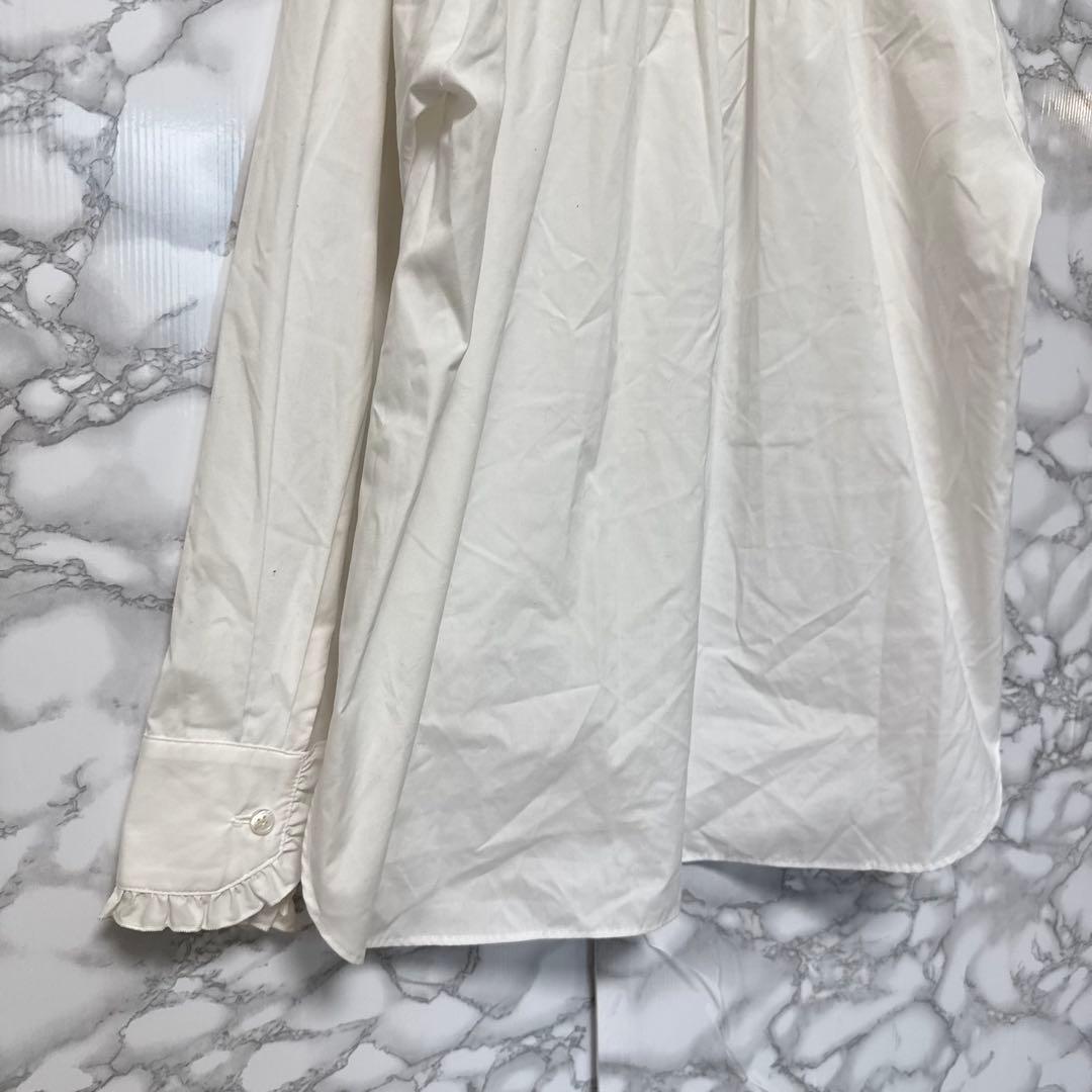 【OHGA】 オーガ フリル襟 ブラウス 長袖シャツ 袖フリル スタンドカラー