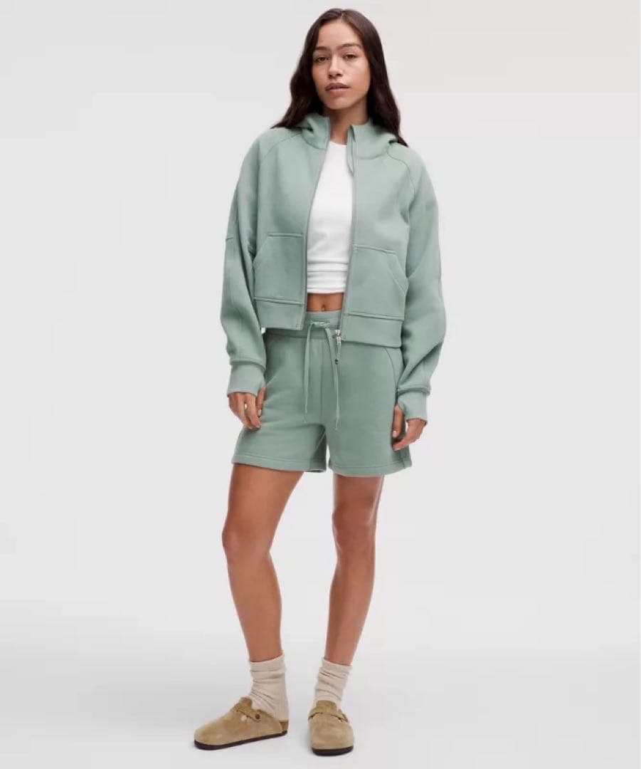 lululemom Scuba オーバーサイズ フルジップフーディ　緑　XS