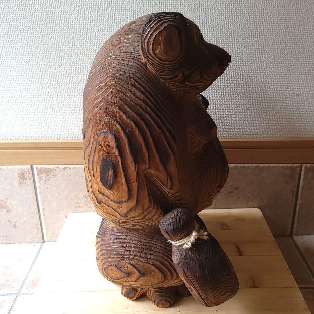 お宝☆木彫りのタヌキの置き物　超縁起物♪商売繁盛に！