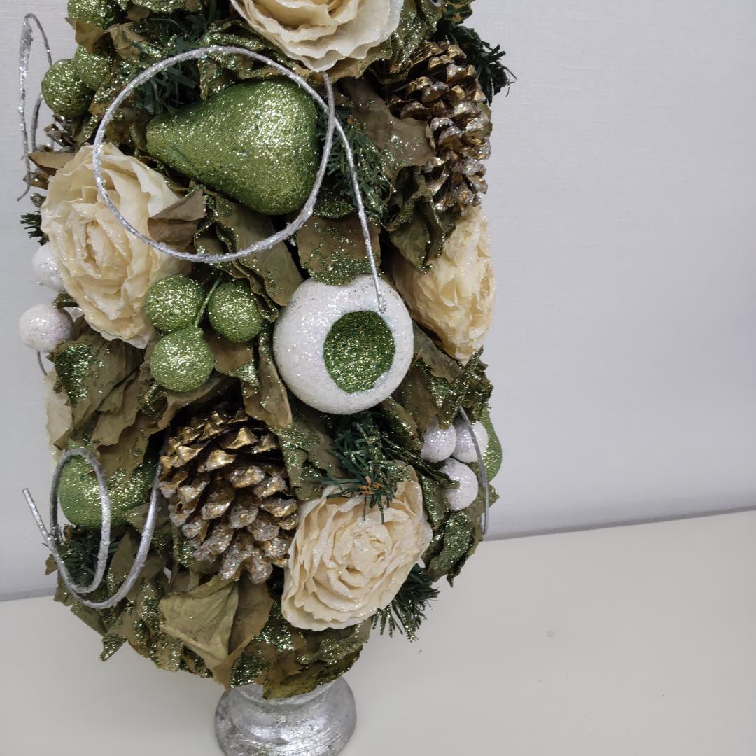 約66cm　トピアリー　造花　フラワー　グリーン　大きい　レアカラー