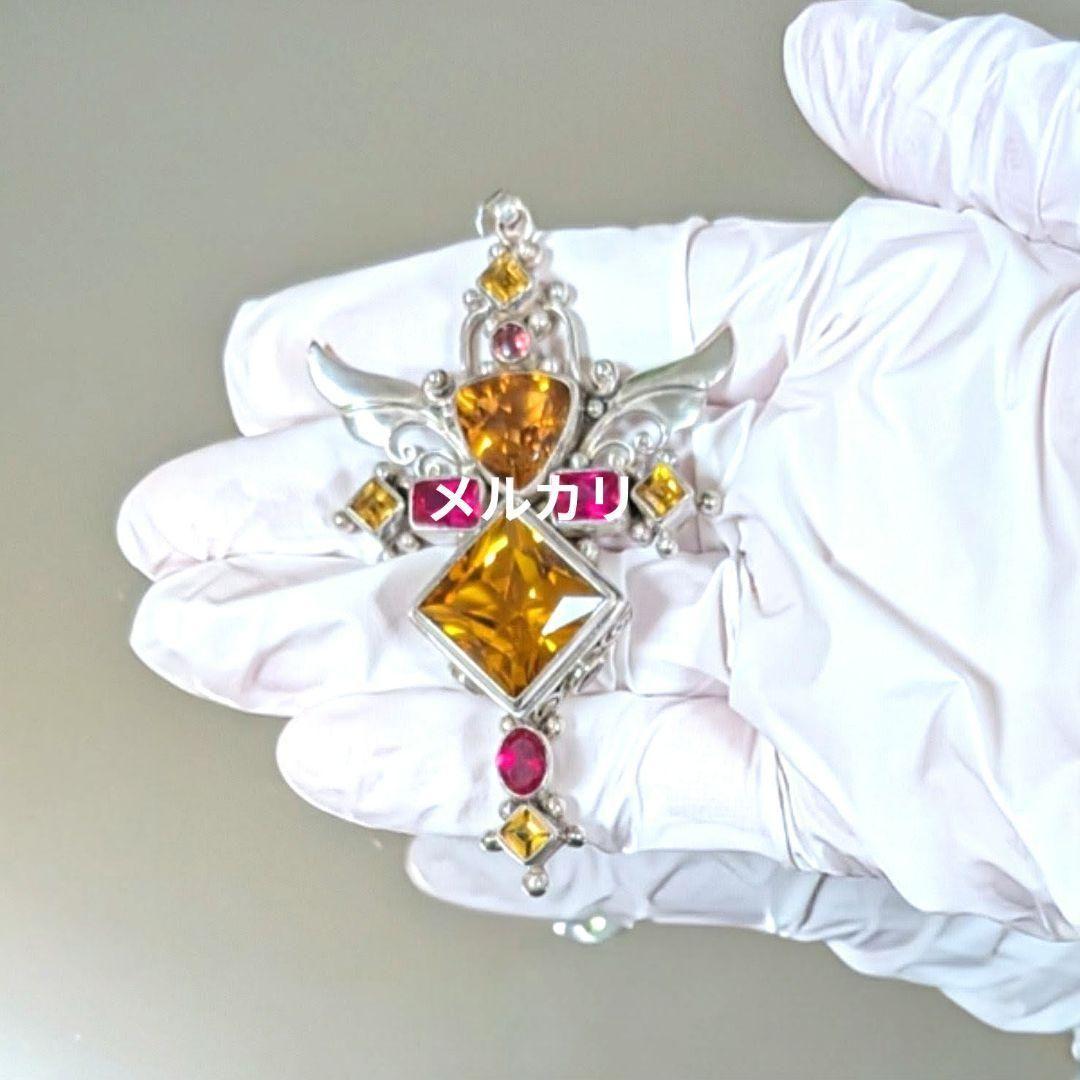 【希少】シャンカリ・ジュエリー ペンダントトップ シトリン＆レッドスピネル