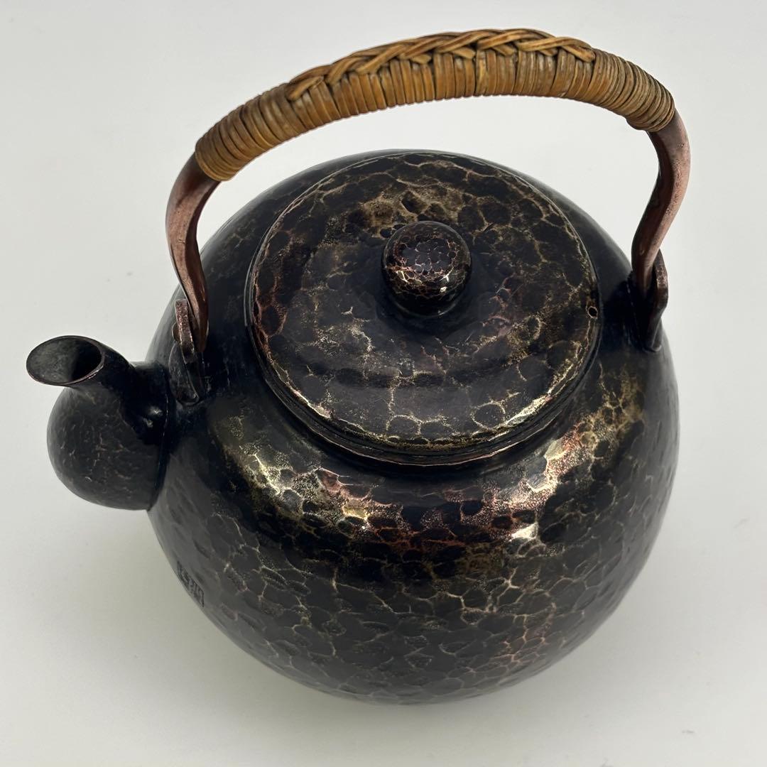 鎚起銅器 銅製急須 竹巻き取手