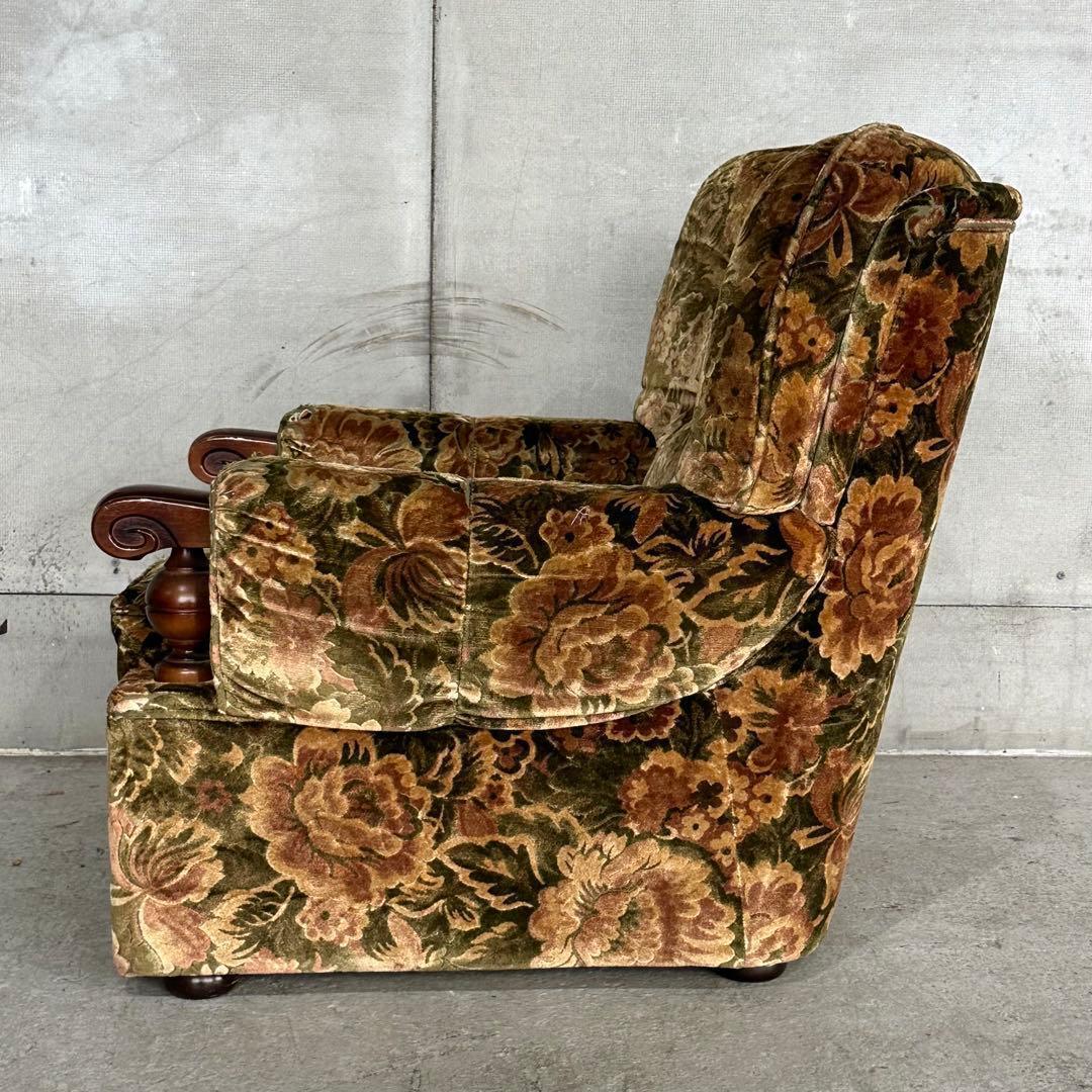 ✿70s✿ karimoku 昭和レトロ　応接ソファー　ベロア　金華山　その①