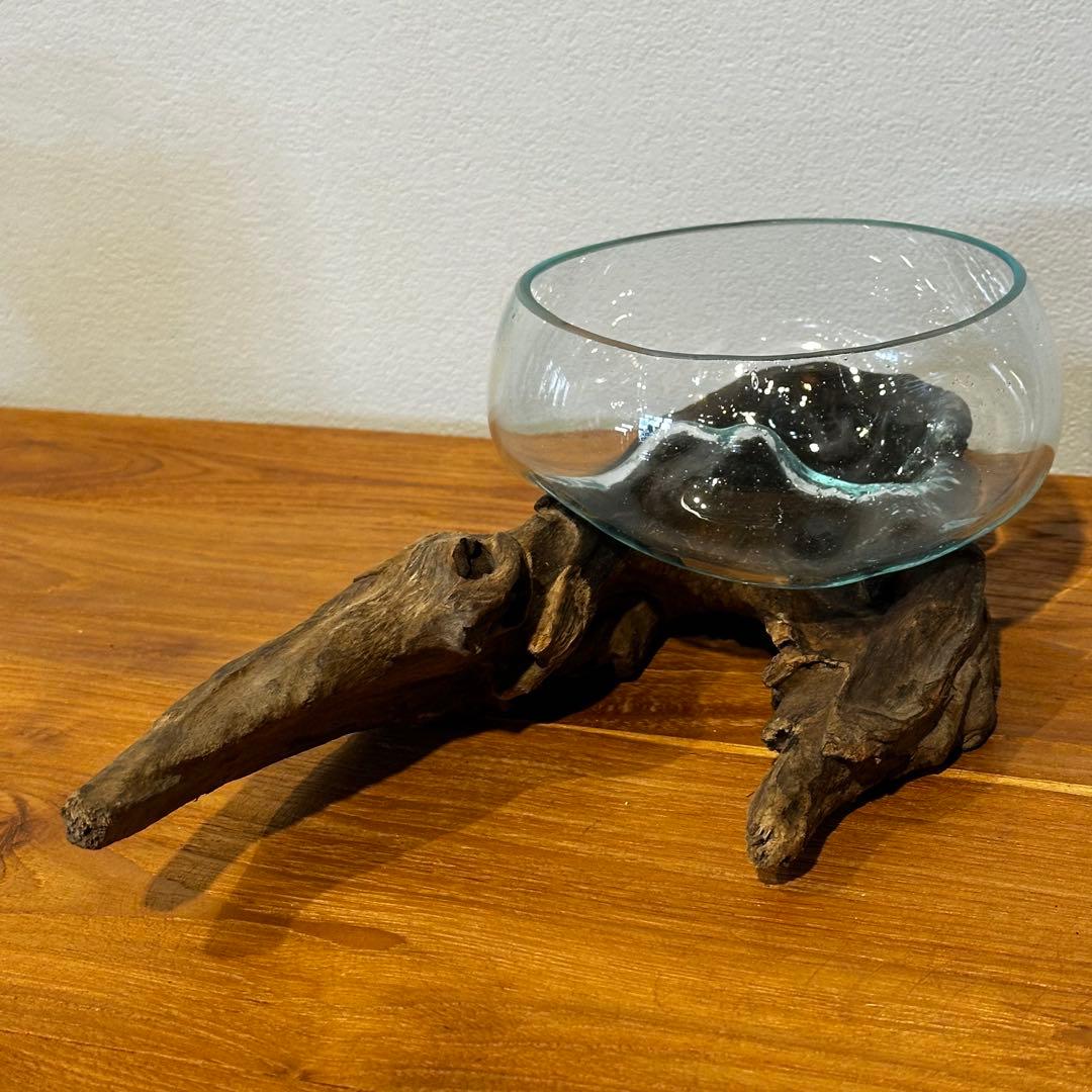 バリ島流木ガラス　w32×d17×h10cm 水槽　アクアリウムメダカ水槽809