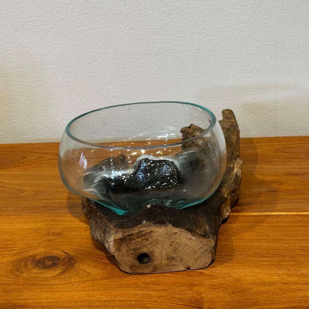 バリ島流木ガラス　w32×d17×h10cm 水槽　アクアリウムメダカ水槽809