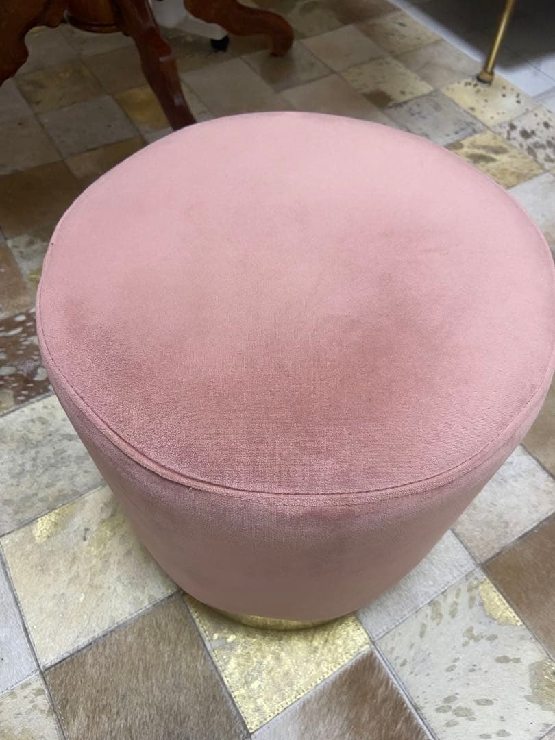 【KARE】ピンクベルベットスツール ゴールド脚