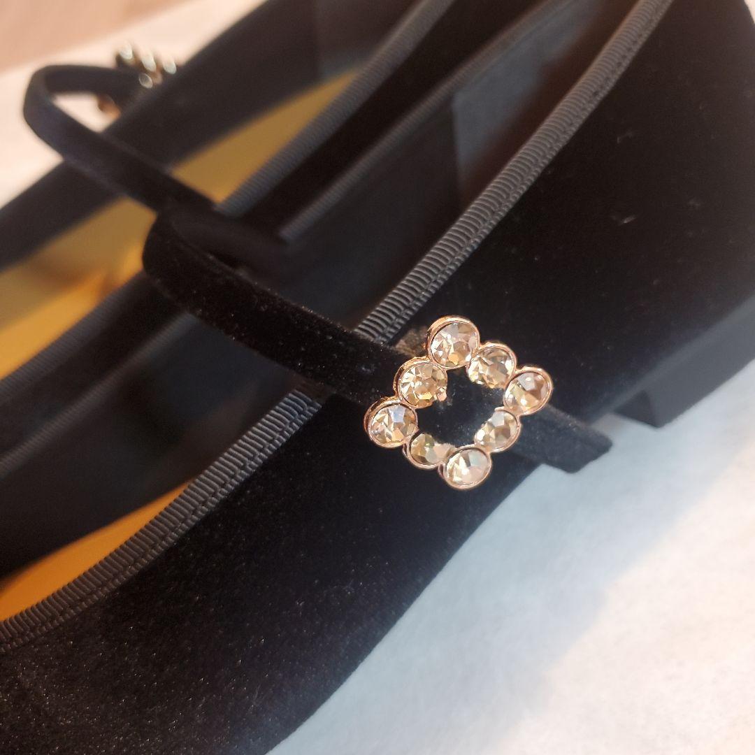 エマフランシス ビジューストラップ メリージェーン ブラックベルベット