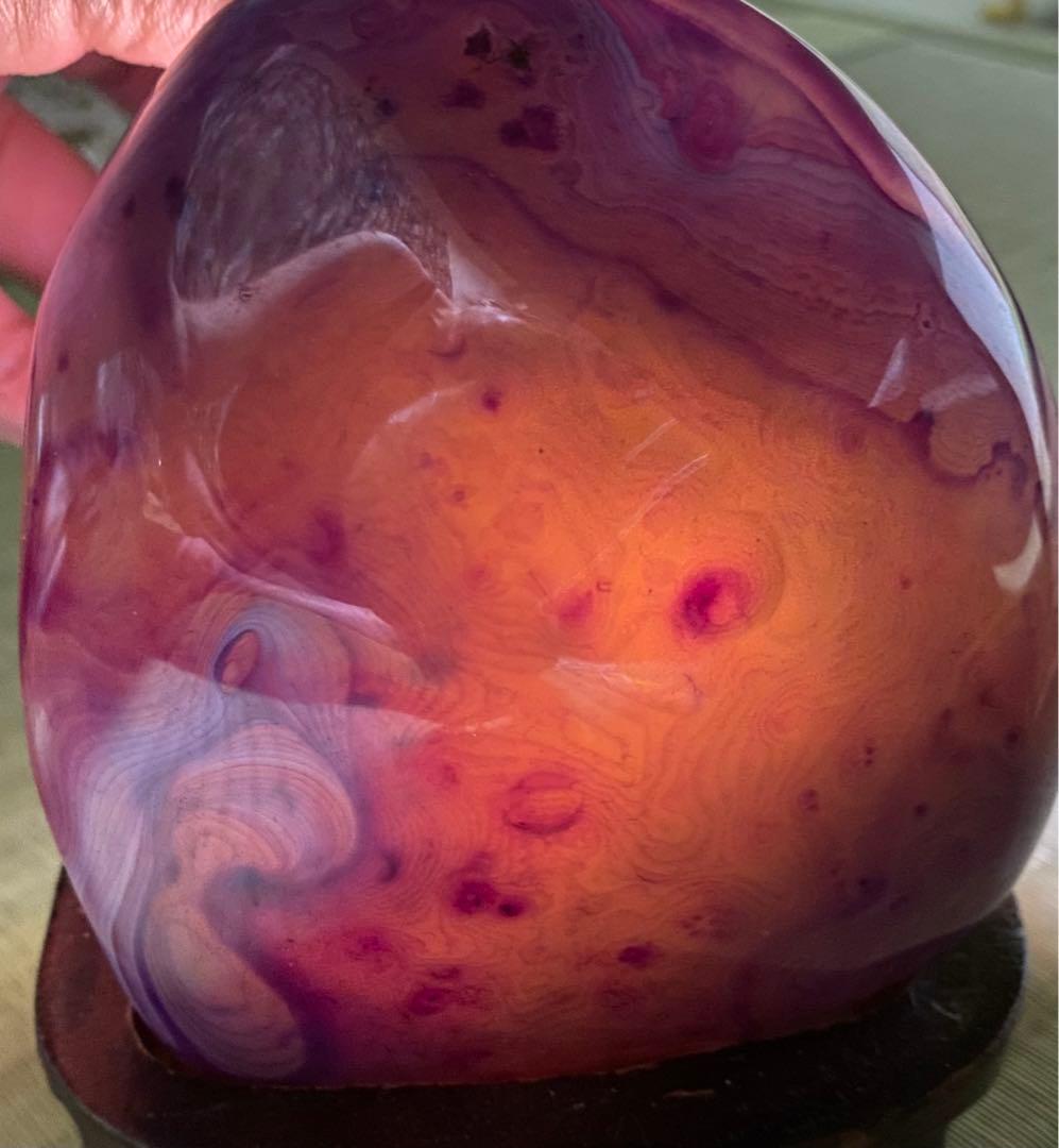 紫縞瑪瑙　パープルアゲート　レースアゲート　マダガスカル産天然　原石　797g
