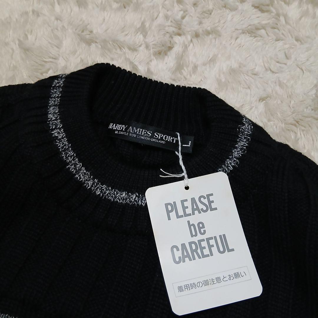 【未使用/タグ付】HARDY AMIES マルチ刺繍ロゴ 3Dクルーネックニット