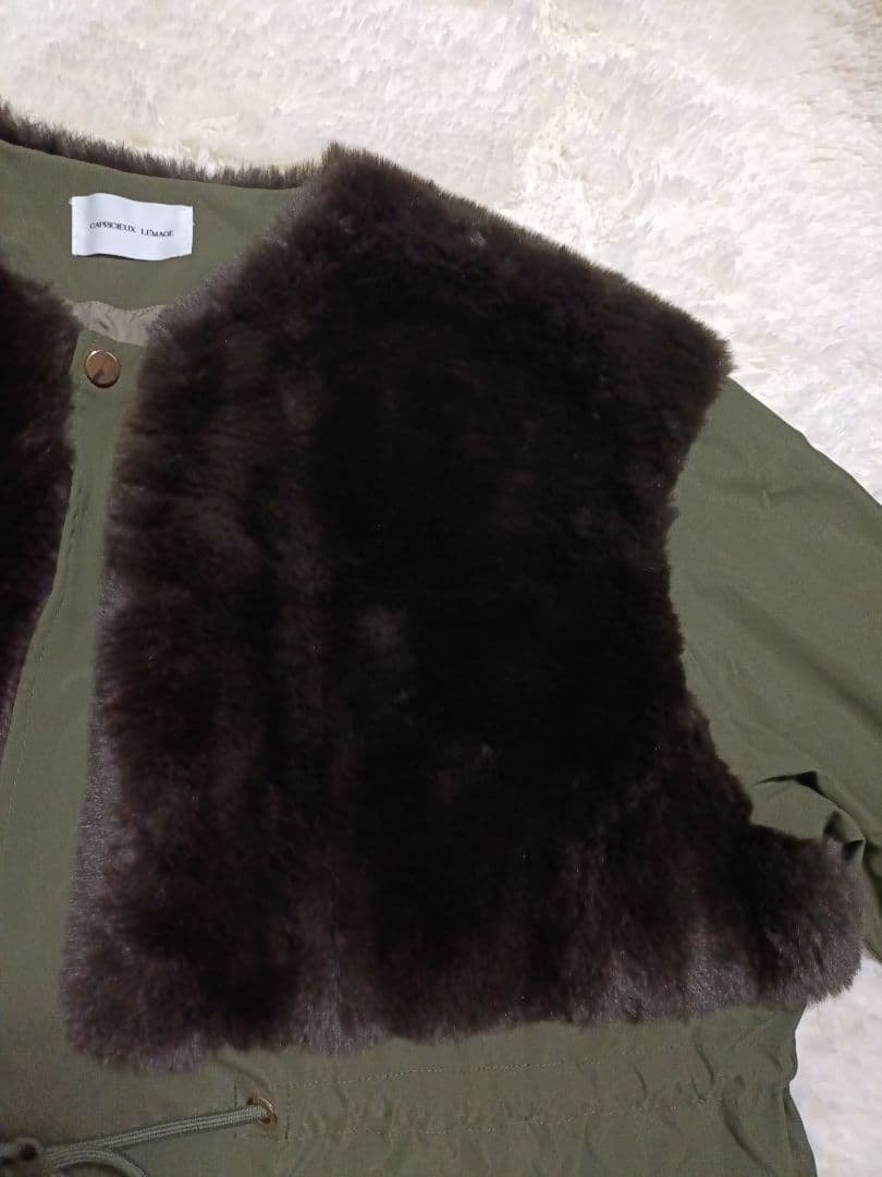 カプリシュレマージュ　ファードッキング　モッズコート　38　カーキ　ファーコート