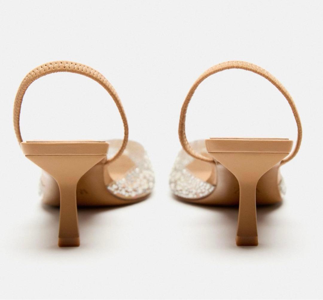 【新品・未使用】ZARA フェイクパール バックストラップミュール 39