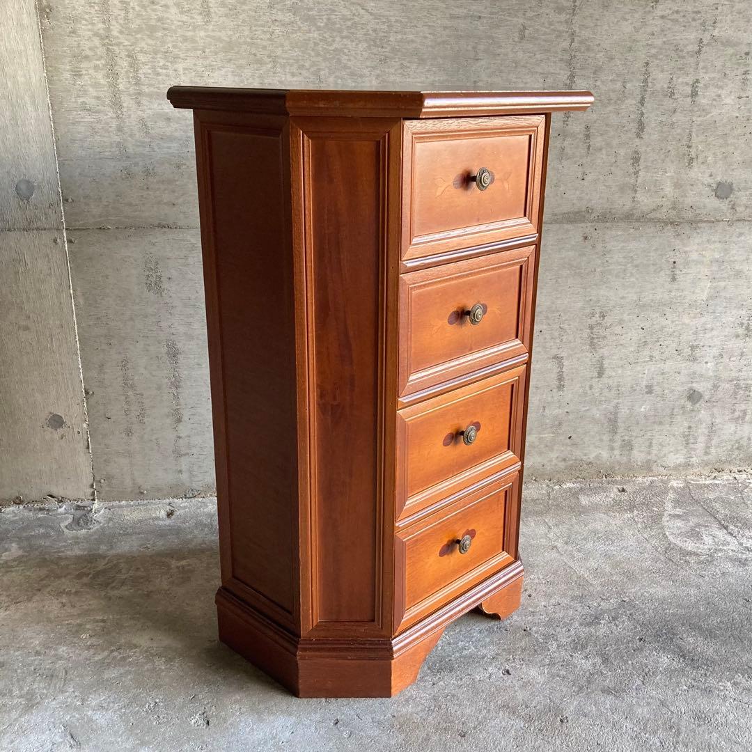 チェスト キャビネット カウンター 飾り台 置物台 木製 象嵌 家具 レトロ