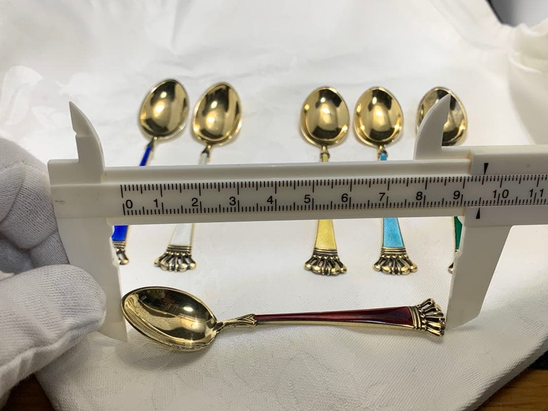 【美品】ELA デンマーク製 エナメルスプーン 6本 925スターリングシルバー