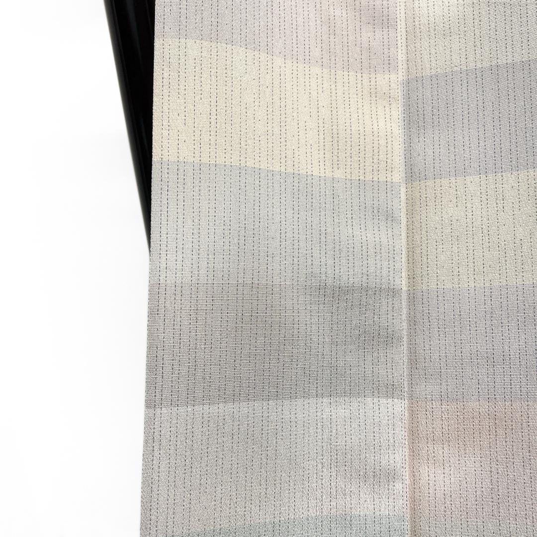 小紋　紬　単衣　横縞　くすみパステル　カラー　お洒落　着物　123b d ms