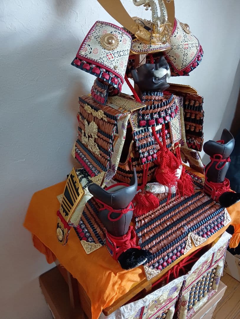 端午の節句大型サイズ全長９８センチサイズ鎌倉時代作風昭和後期鎧兜飾り置物