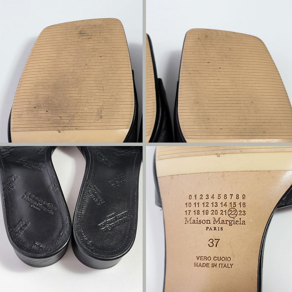 メゾンマルジェラ　レザー 4ステッチ サンダル ミュール　ブラック　37