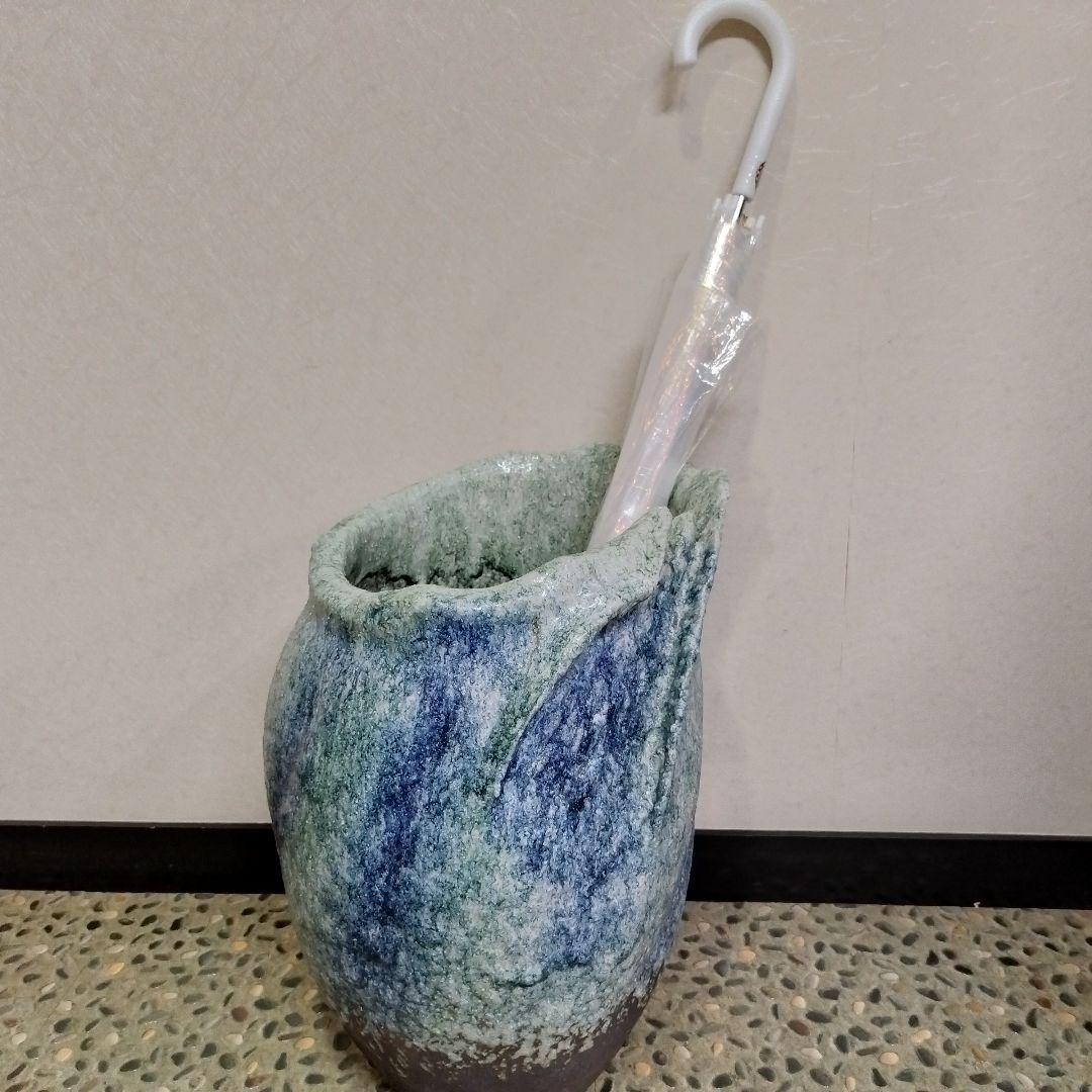 値下げ【新品・未使用】清流　傘立　へちもん　信楽焼　インテリア　鉢カバー　壺