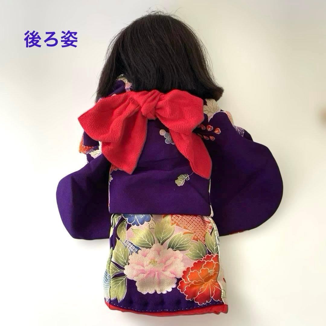 市松人形　松乾斎東光作　座り市松　正絹古代裂着物