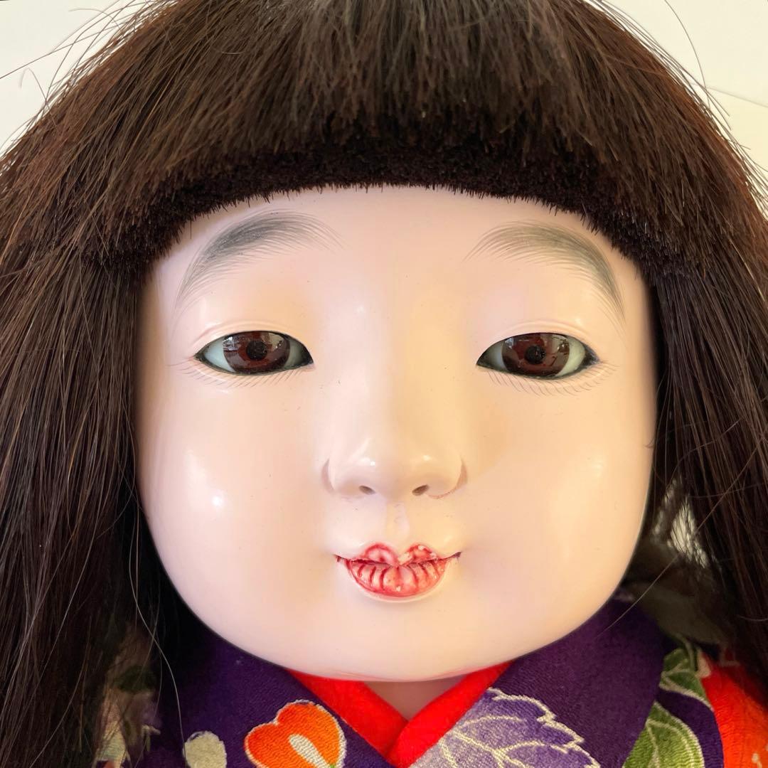 市松人形　松乾斎東光作　座り市松　正絹古代裂着物