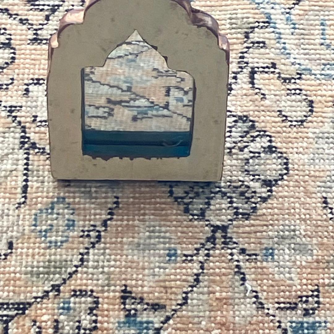 囲みコーラルベージュ✳︎111×211 フローラル　ブルー　トルコヴィンテージラグ