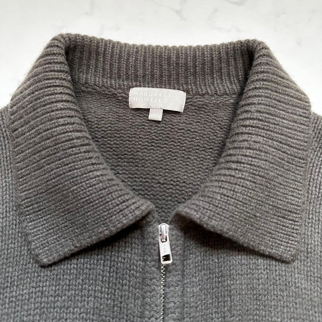 マーガレットハウエル シルクカシミヤ ジップアップカーディガン 近年 オリーブM