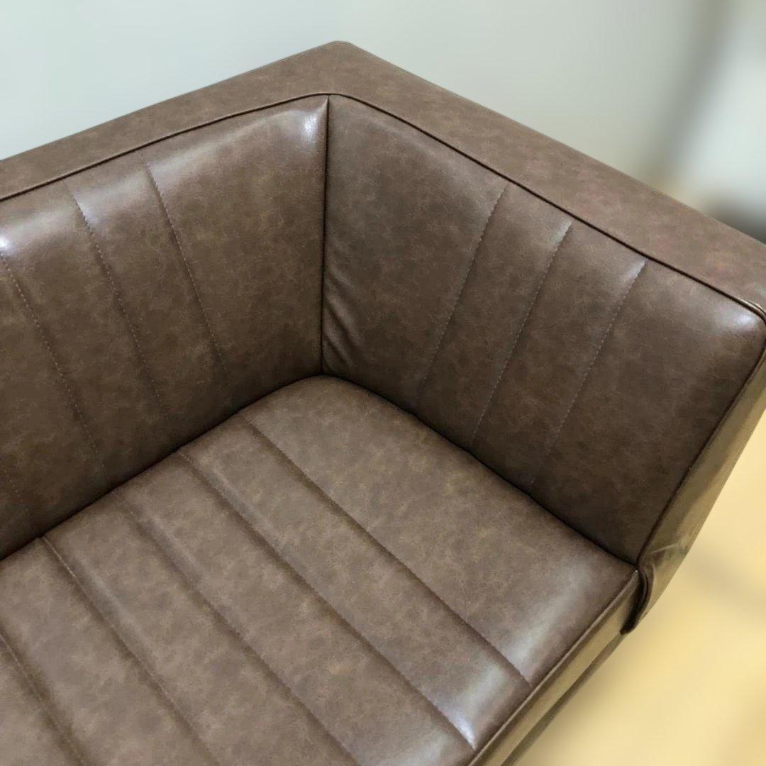 送料無料 2人掛けソファ レザー調 インテリアショップ カフェ風　112925