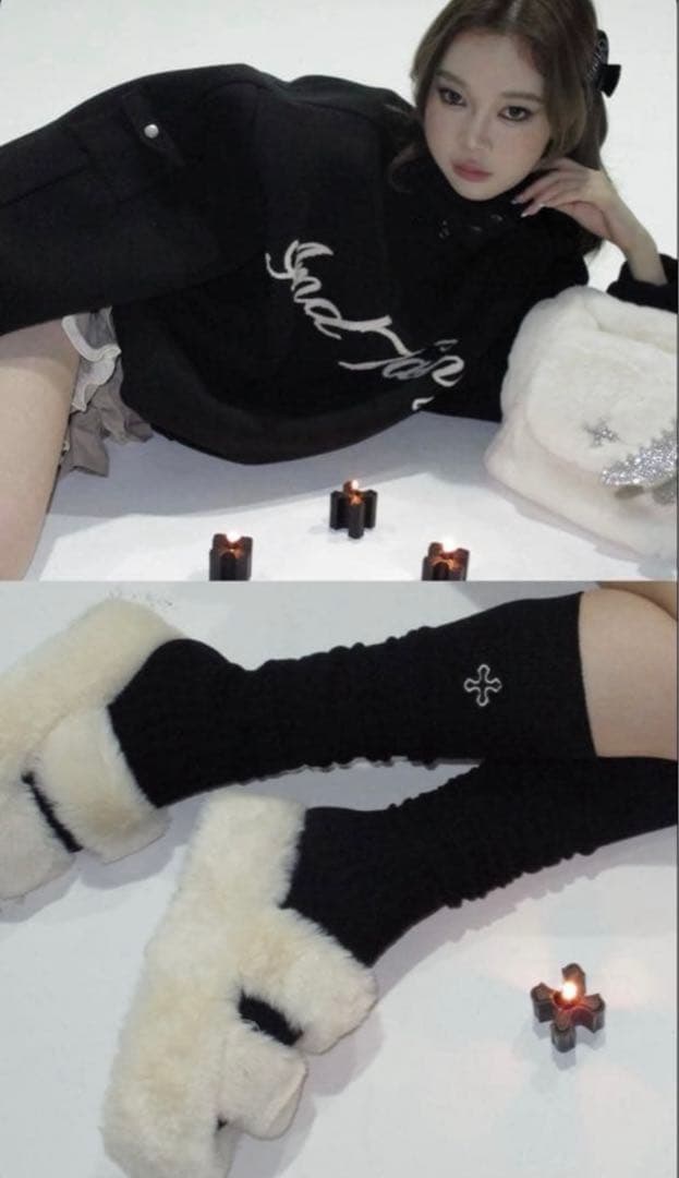 andwang Fluffy Fleece Set ブラック フリースセット