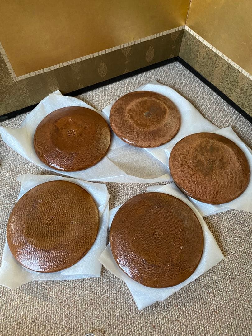 大樋焼 銘々皿　五枚　滴翠窯