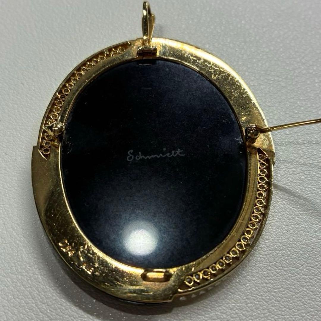 Schmidt作 カメオ ブローチ ネックレストップ K18 0.64 約28g